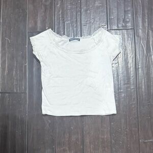 White Lace-Trim Top - Brandy Melville